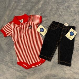 University of Georgia Bulldogs Baby Outfit Sz 0-3 months One Piece & Jeans NWT